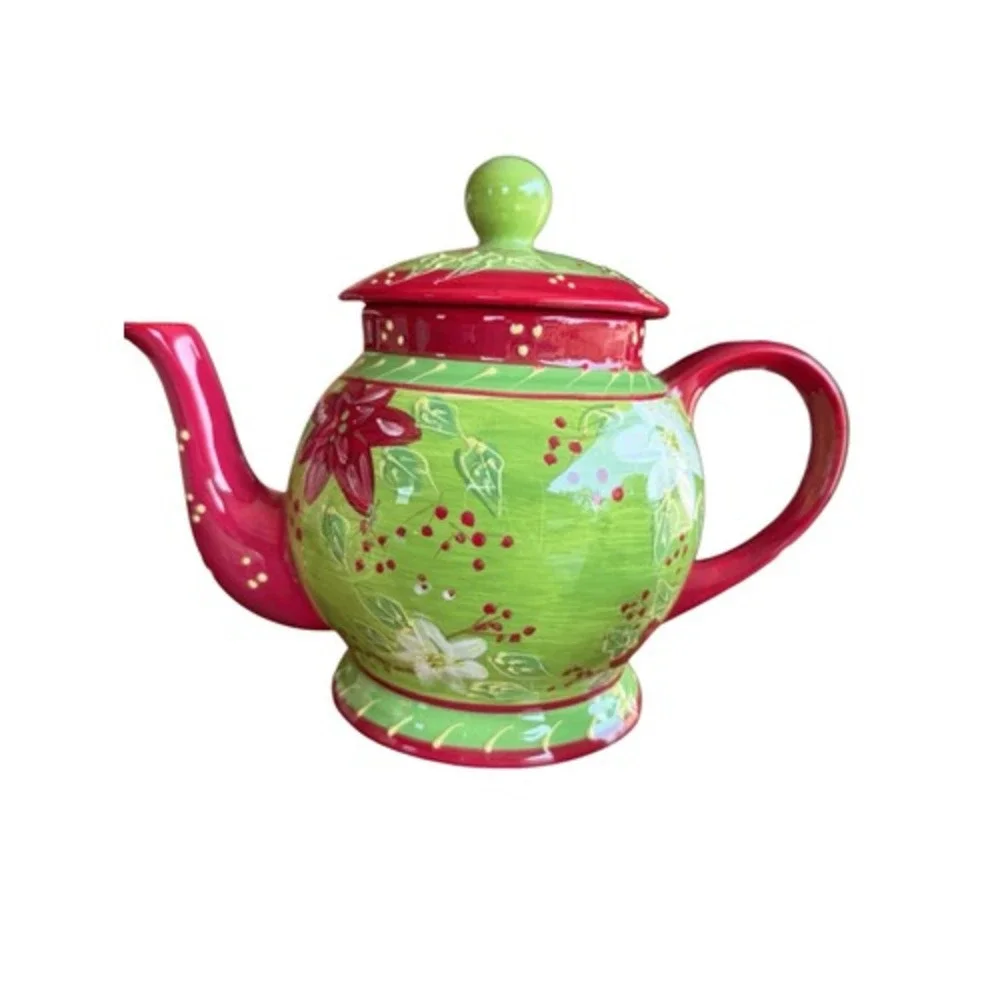 Holly Christmas 3 Pc Tea Set Romancing Provence Collections 2008 Creamer & Sugar